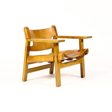Danish Modern / Mid Century Spanish Chair – Børge Mogensen for Frederica – Cognac Leather Sling – B 
