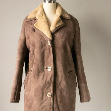 1970s Coat Shearling Suede M 