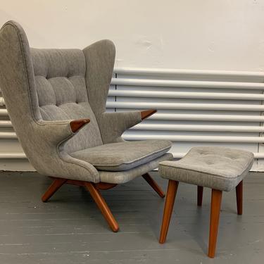 PAPA Bear styled mid century Modern Lounge Chair, Heather Gray 