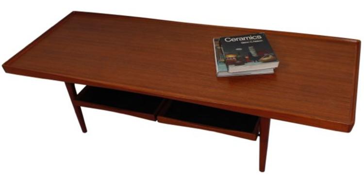 RARE Selig Teak Coffee Table w/ Removable Trays