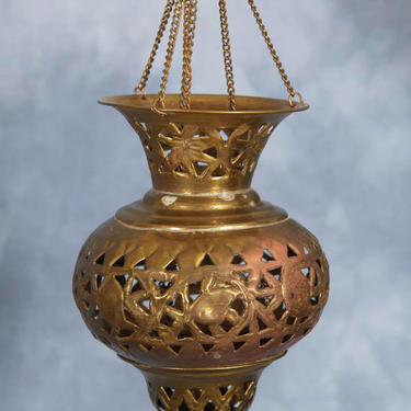 Vintage Brass Hanging Incense Burner Censer, Church, Lantern, Spiritual Boho, Cone Incense 