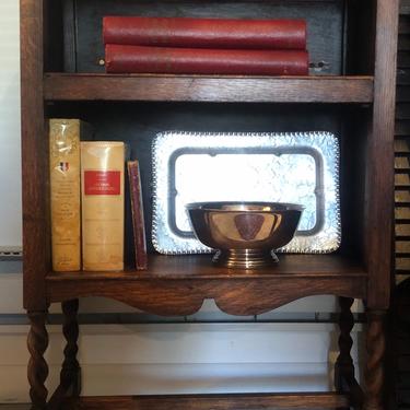 Antique diminutive English oak barley twist bookshelf 