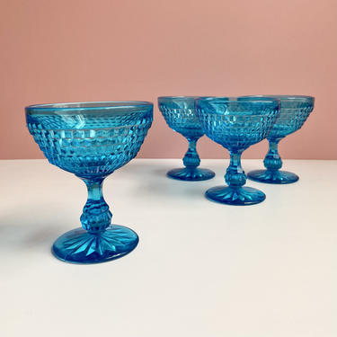 Blue Glass Dessert Bowls - Set of 4 