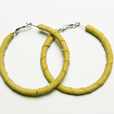 Chartreuse Leather Hoops 