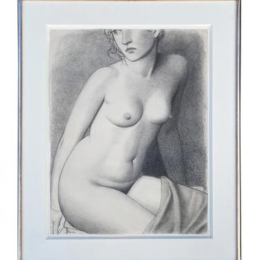Nude Female Charcoal Signed Jonathan Farr in Original Frame 