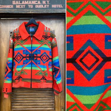 Vintage 1970’s “Pendleton” Label Southwest Blanket Pattern Wool Jacket, 70’s Winter Coat, Vintage Clothing 