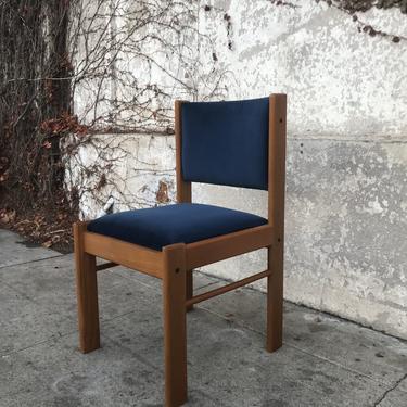 Blue and teak dining chair