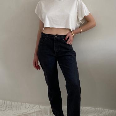90s black denim high waisted jeans / vintage faded black Gap jeans Made in USA | 27 W 