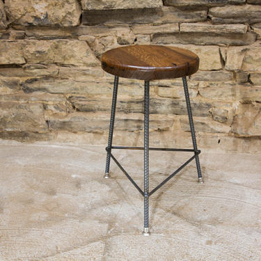 Free Shipping Reclaimed Wood Bar Stools with Industrial Rebar Legs 