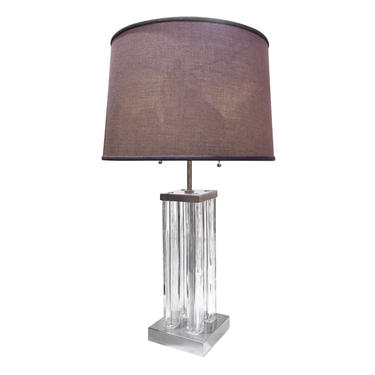 Chic Small Table/Desk Lamp in Steel and Glass 1930s