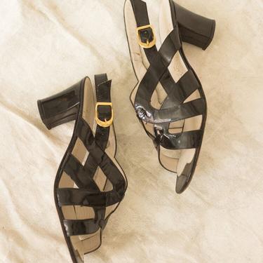 1960s Italian Patent Leather Sandals Size 8M 