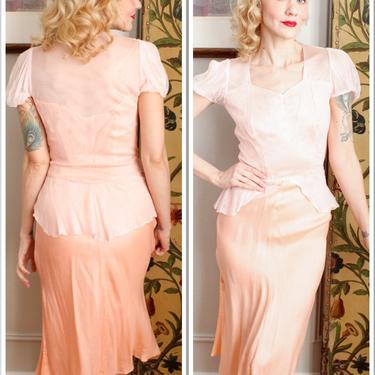 1930s Dress // Peach Pink Mesh Nat Canter Dress // vintage 30s dress 