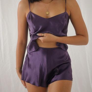 Vintage 1990’s Victoria’s Secret - Lavender Purple Silk Lingerie Sleep Short Set - Small 