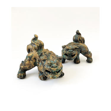 Pair of Vintage Cast Iron Fu Dogs 