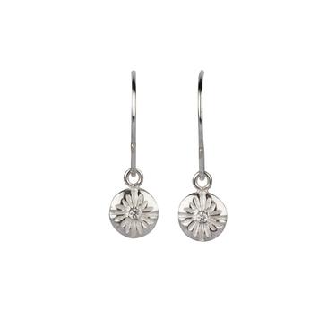 Small Lucia Sterling Silver Diamond Dangle Earrings