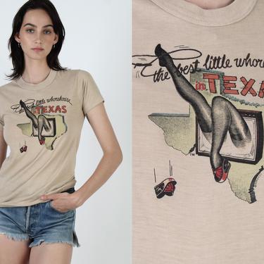 Best Little Whorehouse In Texas T Shirt / 1978 Musical Comedy Film T Shirt / 1970s 50 50 Thin Chicken Ranch Promo Tee 