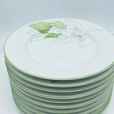 Vintage (10) Block Spal Portugal Christmas Poinsettia 6 IN. Appetizer Bread  PLATES- Mint Condition- 1982 