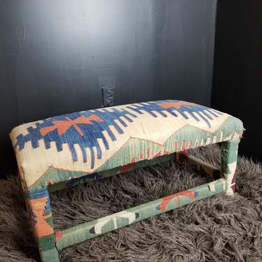 Turkish Kilim Upholstered Bench