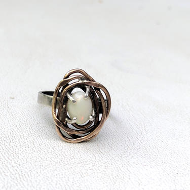 Ethiopian Opal Nest Ring in 14k GF and Sterling Silver Handmade cocktail ring 