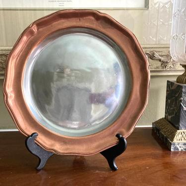 Copper on Silver Platter Decorative Plate 