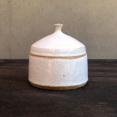 Ceramic Salt Cellar - Glossy White Speckled &quot;Snow&quot; 
