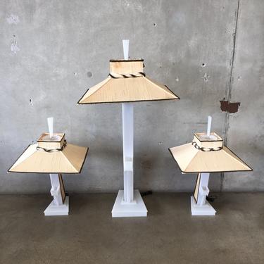 Set of Three 1950's Era Vintage Moss Lamps