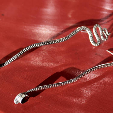 Silver Snake Earrings with Garnets 