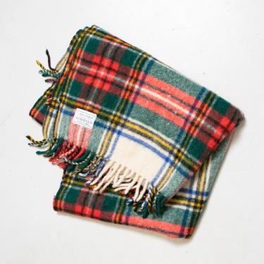 1950s Throw Blanket Plaid Wool Knit Gimbles 