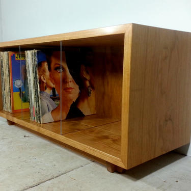 Custom Record Vinyl Storage Storage Cabinet Bin Bookcase Solid Cherry 