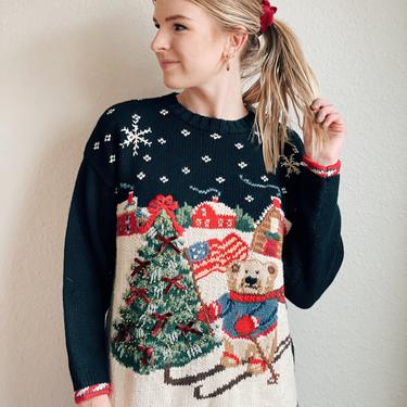 Vintage Bear Holiday Sweater / Christmas Sweater 