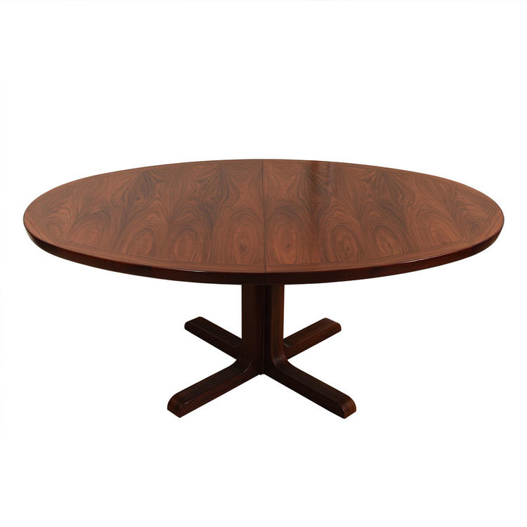 Danish Large Oval Rosewood Pedestal Expanding Dining Table