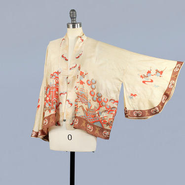 RESERVED --1920s Kimono / 20s 30s Silk Short Robe / Thin Japanese Jacket / Bats 