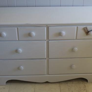 White painted dresser. Six drawers, very clean inside. $225.