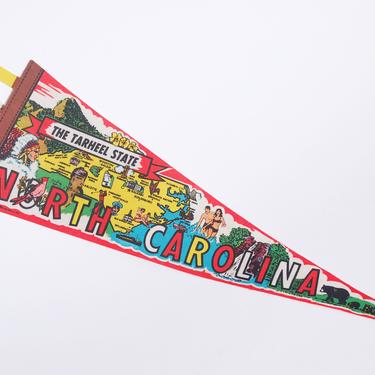 70s pennant flag / North Carolina pennant flag / North Carolina souvenir / USA souvenir / vintage banner pennant flag 