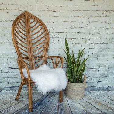 SHIPPING NOT FREE!!! Vintage Island Style Bamboo/Rattan  High Back Leaf Chair 