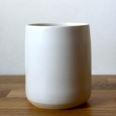 Ceramic Utensil Jar, White Flower Vase, Kitchen, Country Chic, Minimal Decor, Utensil Crock 