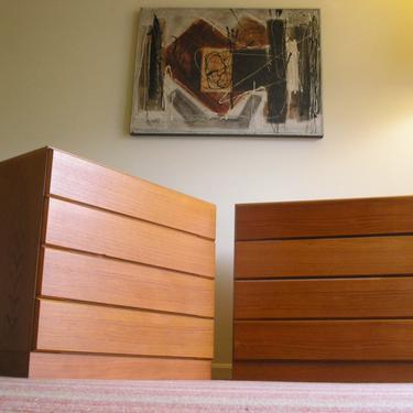 Pair (2) Danish Modern Short 34 Teak Dressers / Nightstands From Vitre of Denmark, Bedroom Storage Chest TEAK MCM Mid Century 