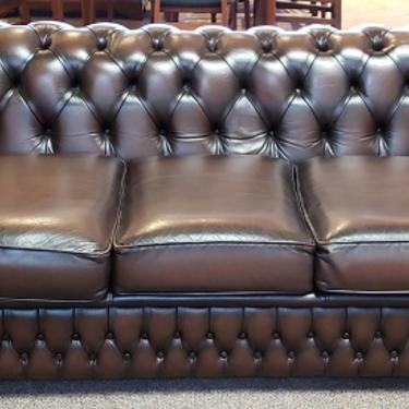 Item #R136 Vintage Rich Brown Leather Chesterfield Sofa