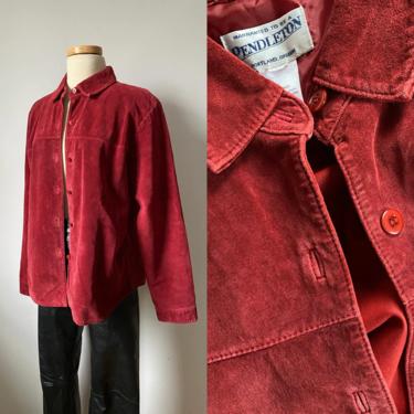 Brick Red Suede Pendleton Shirt Jacket 