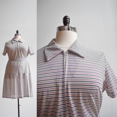 1960s Striped Plus Size Shirt Dress 