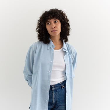 Vintage Light Blue Long Sleeve Shirt | Cotton Blend Oxford Button Up | Made in USA | L XL | 