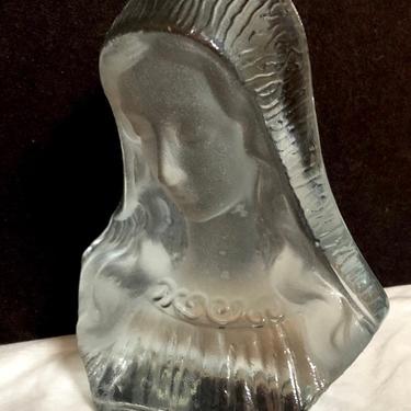 Viking Frosted Satin Glass Madonna Virgin Mary Sculpture Bookend 6.75&quot;H 