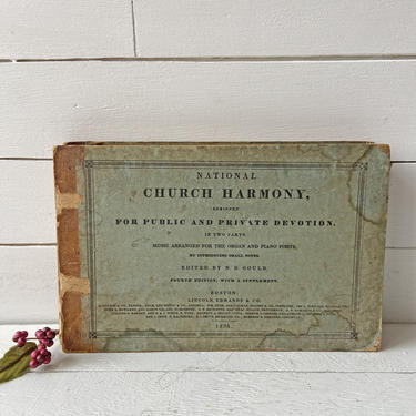 RARE Antique Published in 1834 National Church Harmony Designed For Public And Private Devotion Book | Vintage Piano And Religious Book 