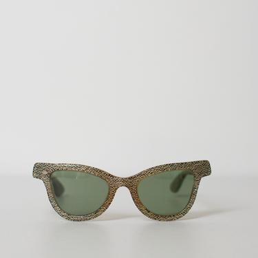 1950s Sunglasses | Black & Gold Metallic Weave 