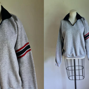Vintage 1980s Collared Sweatshirt / men's S // women's M 