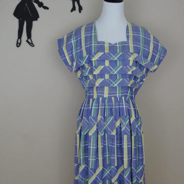 Vintage 1940's Plaid Dress / 40s Day Dress M  tr 