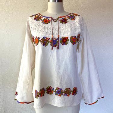 1970s Hand embroidered cotton shirt 