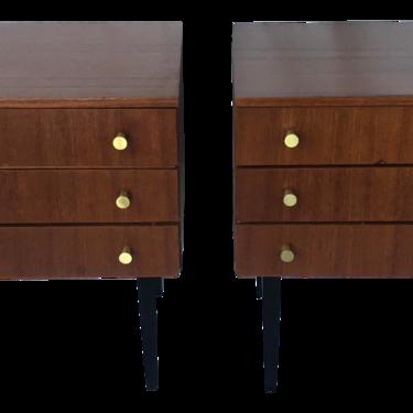 1960s Mid Century Teak and Brass Side Tables - a Pair