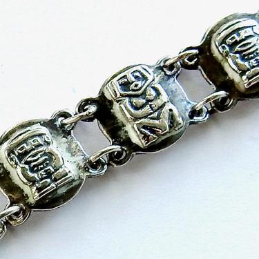 Mid Century 900 Silver Indigenous Figures Bracelet 