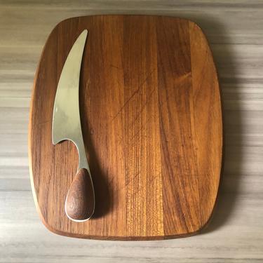 Vintage Dansk Torun Teak Cutting Board &amp; Knife, Danish teak 